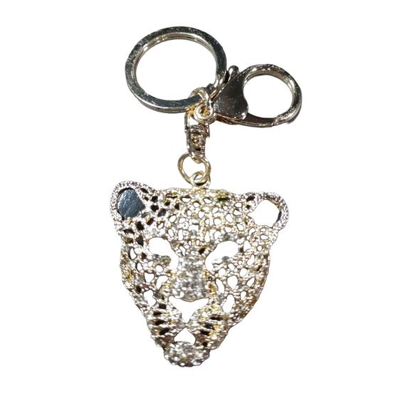 Leopard Rhinestone Keychain Luggage Purse Clip - Picture 2 of 5
